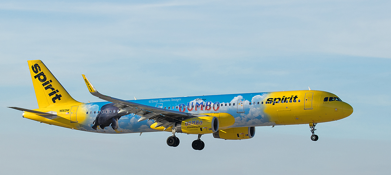 SPIRIT Airbus A321 with Dumbo livery – Tony Thomas Images